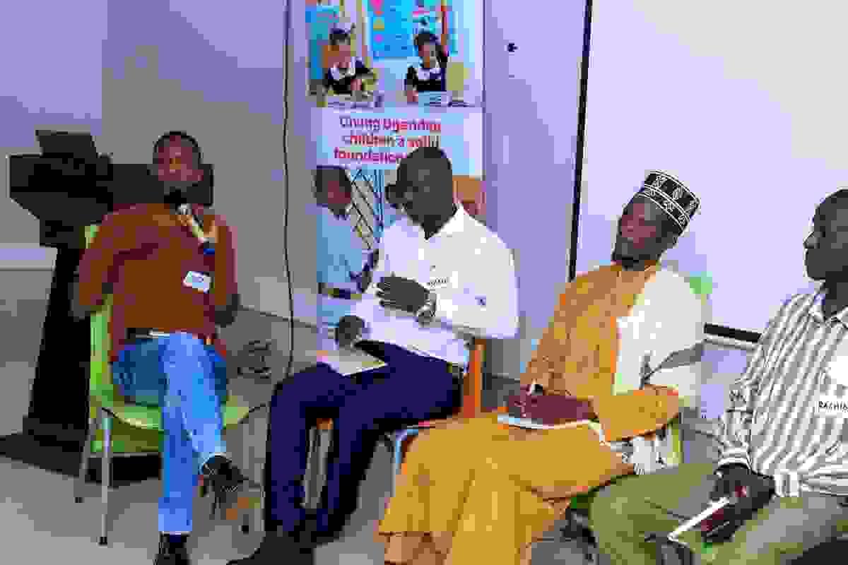 Our Head of Monitoring, Evaluation and Learning, Timothy Wambi (extreme left) moderates a panel discussion with stakeholders.