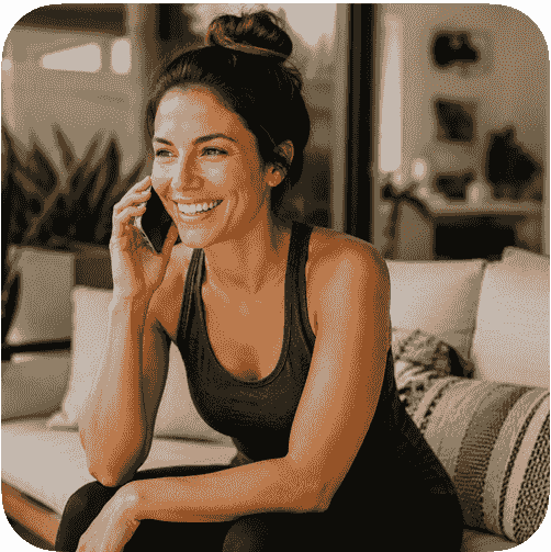 Person on a phone call with ReDiY checkpoint call support showing "You're never on your own" messaging Person on a phone call with ReDiY checkpoint call support showing "You're never on your own" messaging