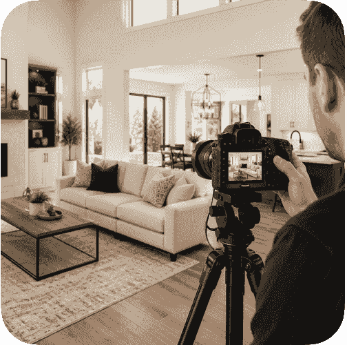 Professional camera on tripod with ReDiY text overlay "The professional tools. No commission required." Professional camera on tripod with ReDiY text overlay "The professional tools. No commission required."