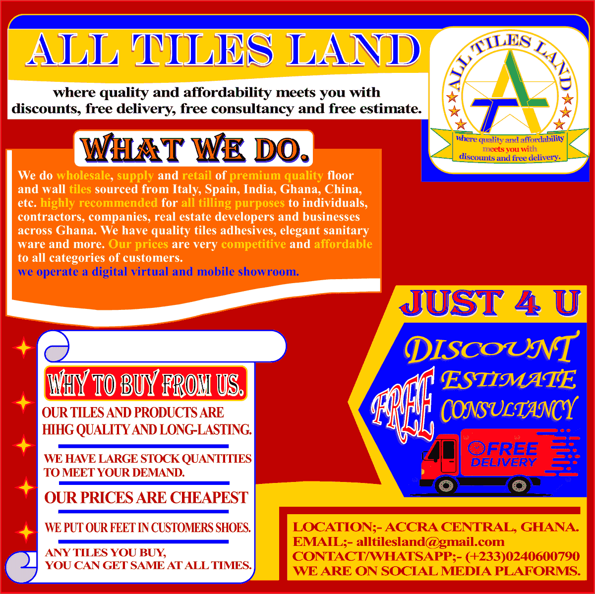 tile, tiles wholesale, floor tiles, wall tiles, tiles price in Accra Ghanan, 60x60, 60x120, 40x40, All  Tiles Land GH.