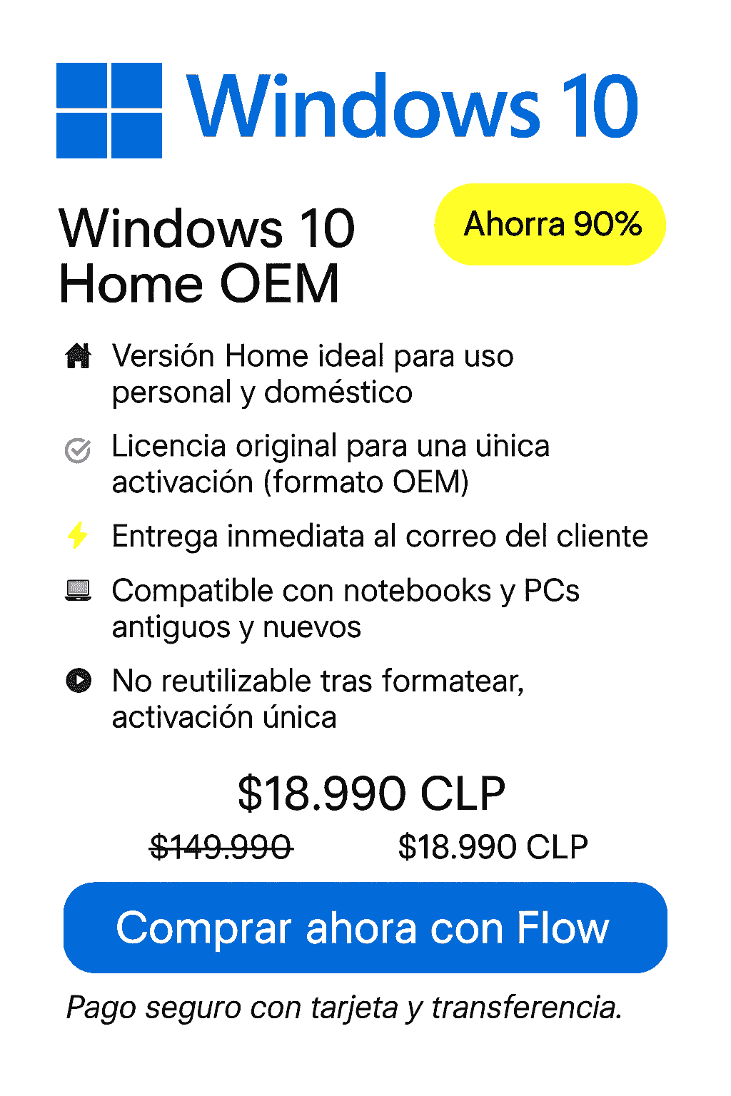 compra windows 10 home OEM