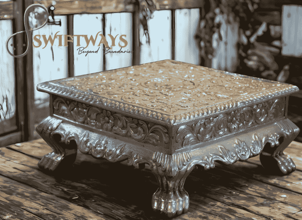 We believe in preserving the environment while celebrating our heritage. SwiftWays prioritizes sustainability in our production processes, using ethically sourced materials and eco-friendly practices. By choosing our luxury furniture, you are investing in pieces that not only enhance your living space but also contribute to a sustainable future. Sustainability Commitment What We Create Swiftways blends India’s rich heritage of craftsmanship with contemporary design to create bespoke luxury silver furniture. Inspired by centuries-old artistry from the Indus Valley to the Mughal era each handcrafted piece showcases exceptional quality, intricate detailing, and a deep cultural legacy. Committed to sustainability and tradition, Swiftways offers timeless masterpieces that seamlessly fuse history with modern innovation.