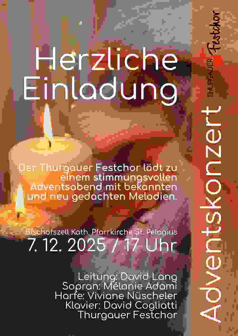 Der Thurgauer Festchor lädt zu einem stimmungsvollen Adventsabend mit bekannten und neu gedachten Melodien. Der Thurgauer Festchor lädt zu einem stimmungsvollen Adventsabend mit bekannten und neu gedachten Melodien.