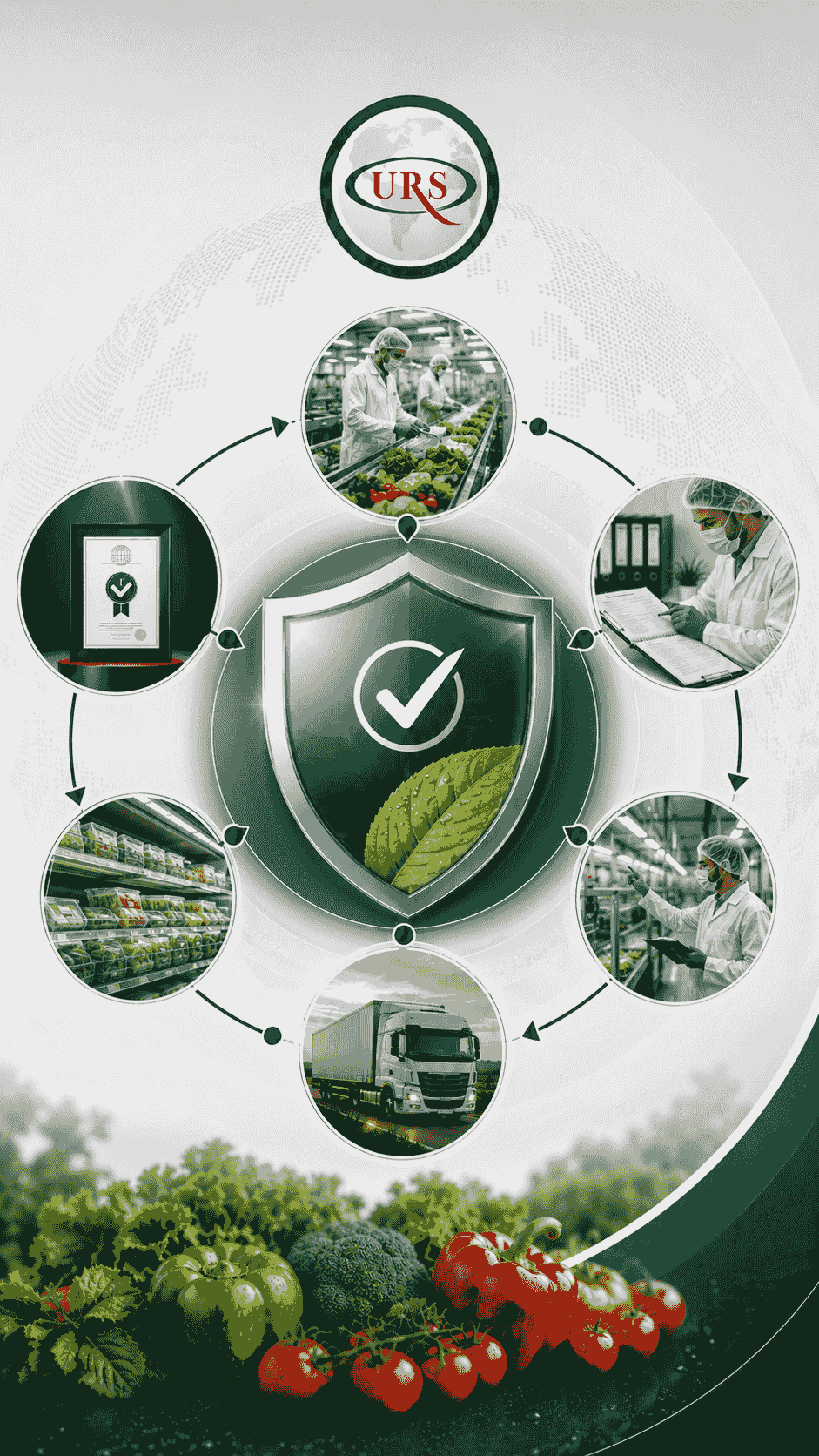 مشهد مهني يعكس مسار اعتماد ISO 22000 للمنشآت الغذائية من خلال URS Jordan، مع عناصر بصرية توحي بدراسة خطوط الإنتاج وتحديد نطاق الشهادة وتنفيذ مراحل التدقيق الميداني والتحقق من الأدلة ضمن إطار طرف ثالث مستقل. مشهد مهني يعكس مسار اعتماد ISO 22000 للمنشآت الغذائية من خلال URS Jordan، مع عناصر بصرية توحي بدراسة خطوط الإنتاج وتحديد نطاق الشهادة وتنفيذ مراحل التدقيق الميداني والتحقق من الأدلة ضمن إطار طرف ثالث مستقل.