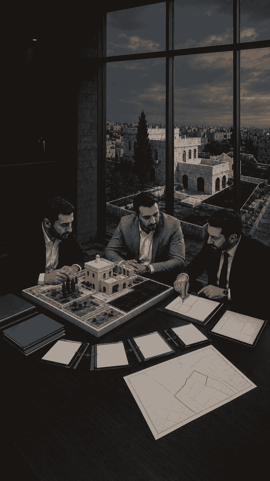 فريق متخصص يراجع نموذجًا لعقار ومستندات الملكية ومخطط الحدود والحقوق والقيود المرتبطة بالأصل قبل اتخاذ القرار فريق متخصص يراجع نموذجًا لعقار ومستندات الملكية ومخطط الحدود والحقوق والقيود المرتبطة بالأصل قبل اتخاذ القرار