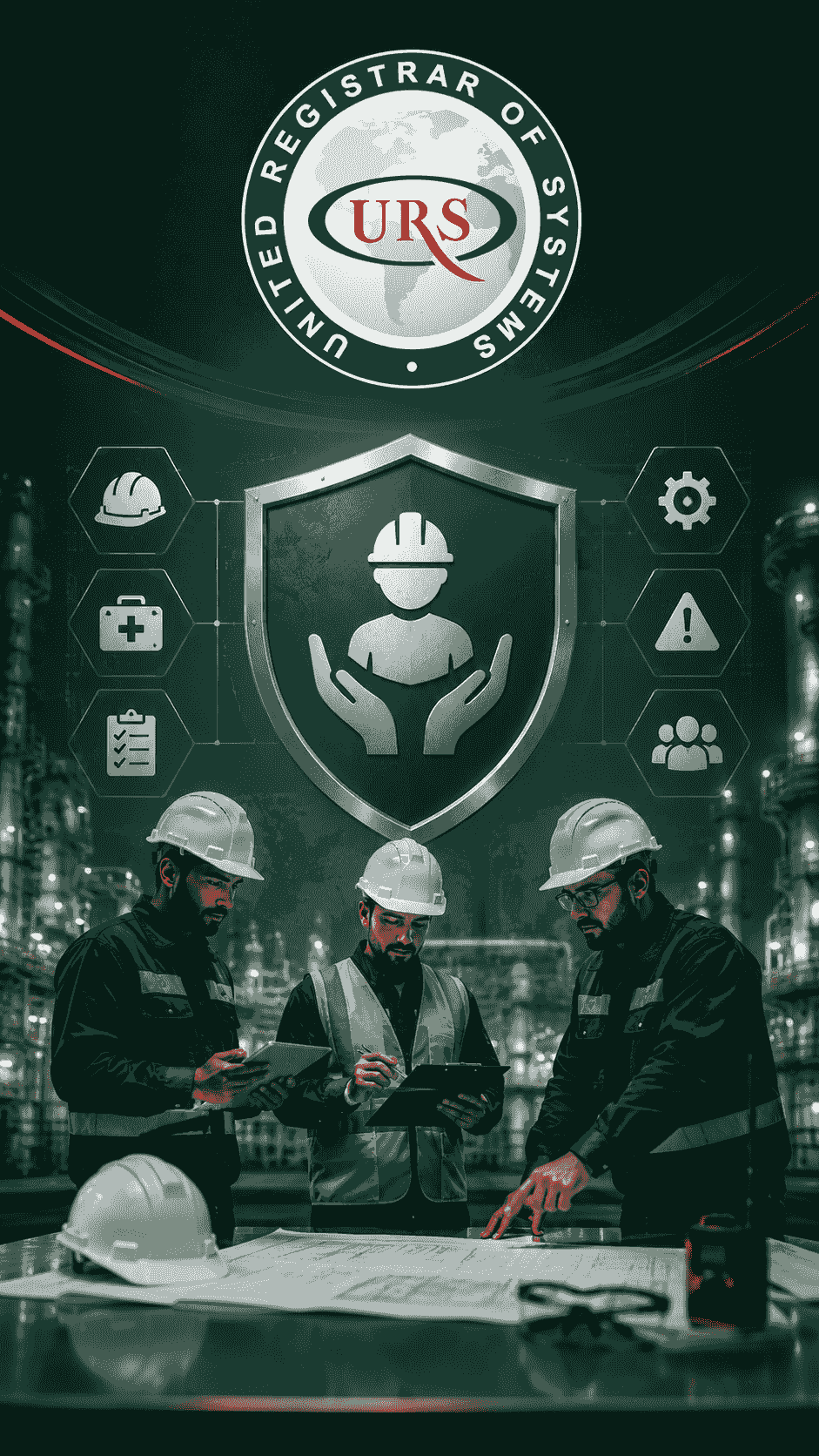 Visual explanation of the concept of the ISO 45001 system and its role in managing occupational health and safety within the work environment. Visual explanation of the concept of the ISO 45001 system and its role in managing occupational health and safety within the work environment.