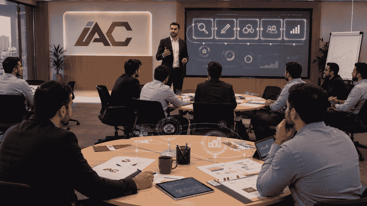 مدرب يقدّم جلسة تدريب مؤسسي تطبيقية لفريق عمل، مع استخدام أدوات رقمية وتمارين عملية لنقل المعرفة وربط التعلم بواقع المؤسسة. مدرب يقدّم جلسة تدريب مؤسسي تطبيقية لفريق عمل، مع استخدام أدوات رقمية وتمارين عملية لنقل المعرفة وربط التعلم بواقع المؤسسة.