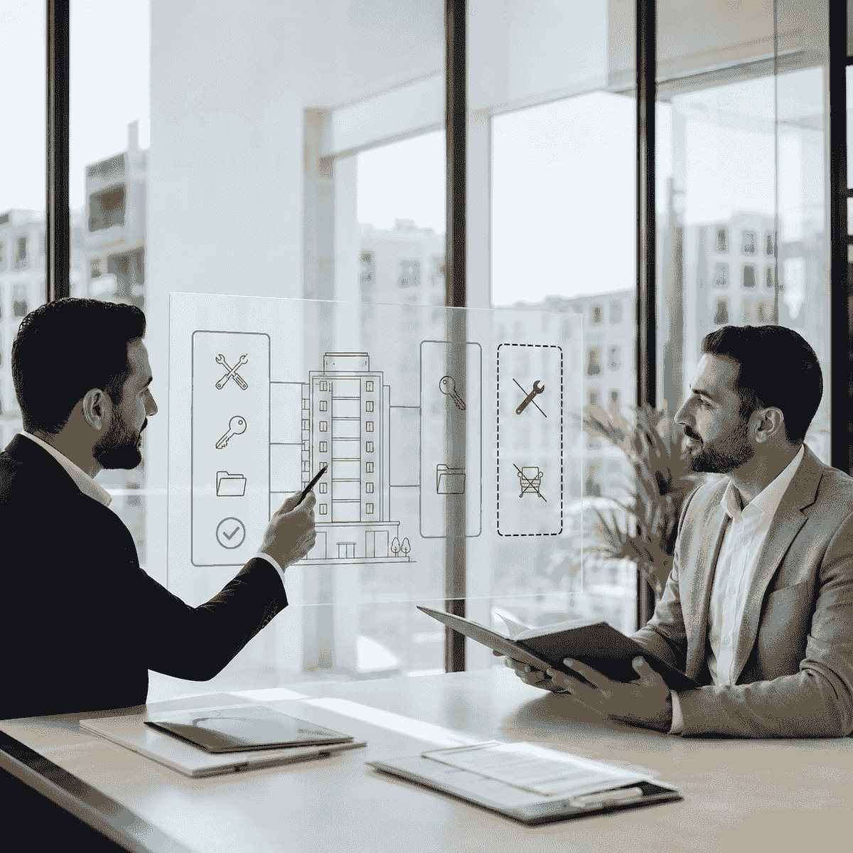 مدير ممتلكات يوضّح للمالك نطاق العمل والمسؤوليات والاستثناءات وآلية توثيق الأعمال ضمن إدارة العقار مدير ممتلكات يوضّح للمالك نطاق العمل والمسؤوليات والاستثناءات وآلية توثيق الأعمال ضمن إدارة العقار