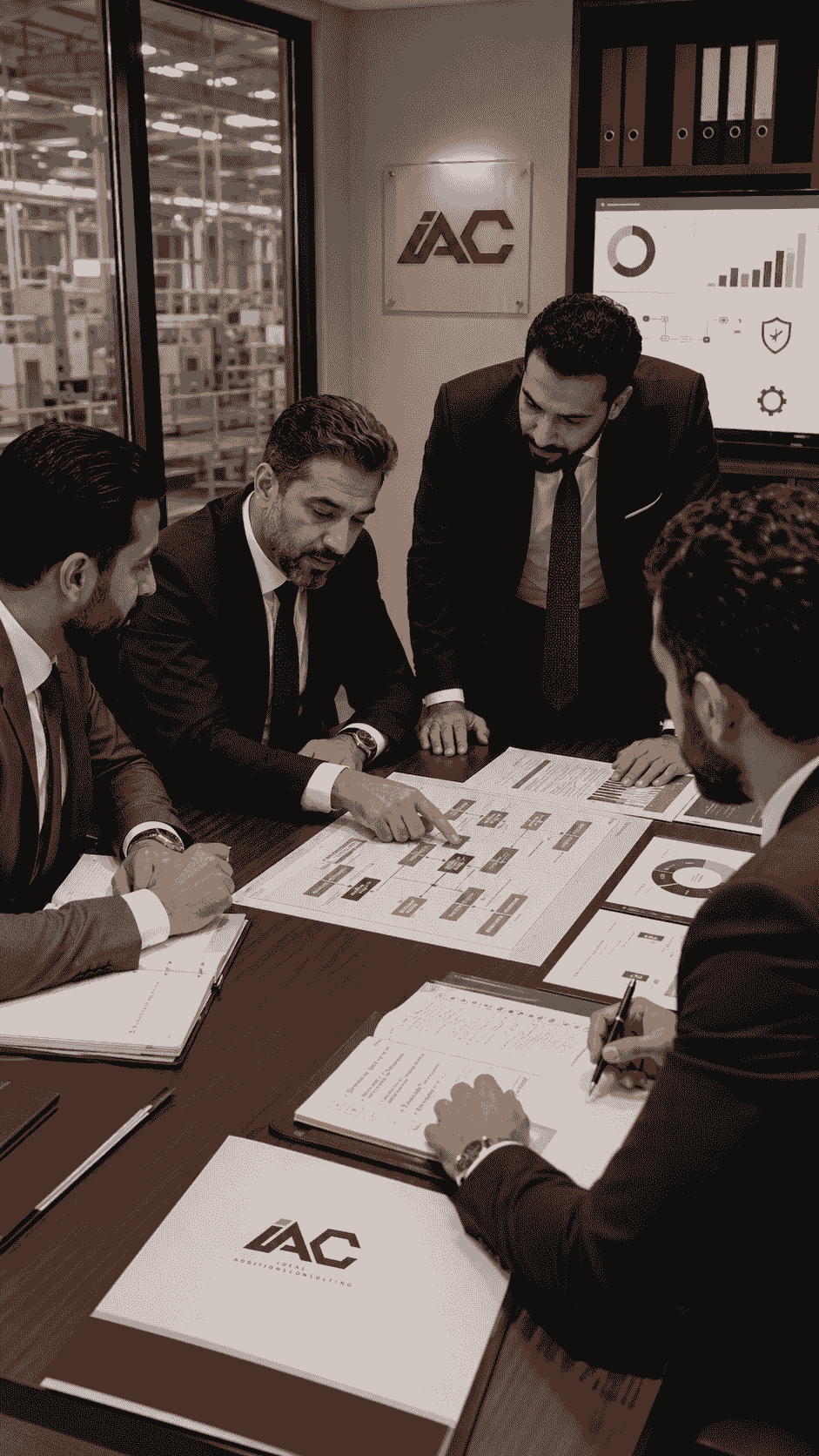 فريق استشاري يراجع وثائق وبيانات تشغيلية لتصميم وتطوير أنظمة الإدارة وفق معايير ISO وربطها بواقع المؤسسة. فريق استشاري يراجع وثائق وبيانات تشغيلية لتصميم وتطوير أنظمة الإدارة وفق معايير ISO وربطها بواقع المؤسسة.