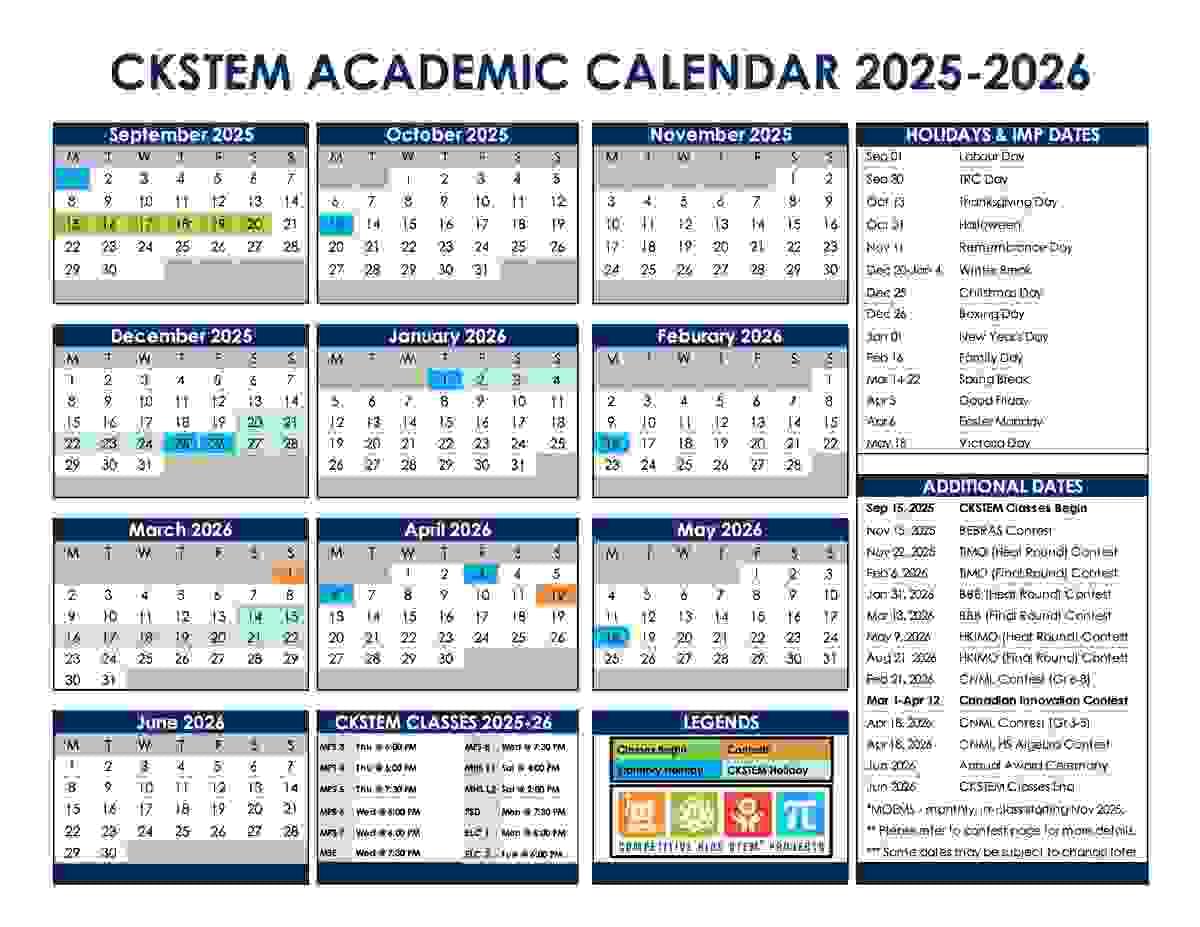 CKSTEM Academic Calendar