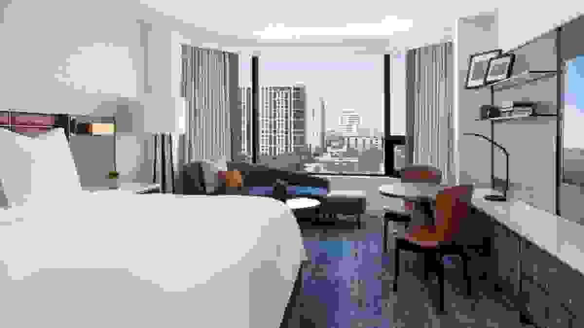 Moontree crafted this modern 5-star Four Seasons hotel suite in Downtown Houston, featuring skyline views and upscale contemporary hospitality interiors. Moontree crafted this modern 5-star Four Seasons hotel suite in Downtown Houston, featuring skyline views and upscale contemporary hospitality interiors.