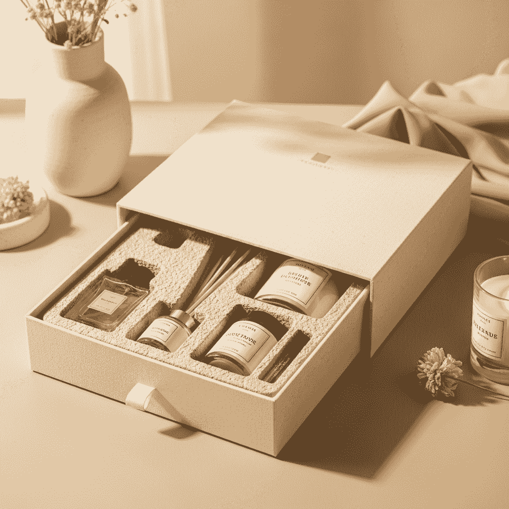 Molded pulp inserts for eco-friendly fragrance packaging and protective home scent gift boxes Molded pulp inserts for eco-friendly fragrance packaging and protective home scent gift boxes