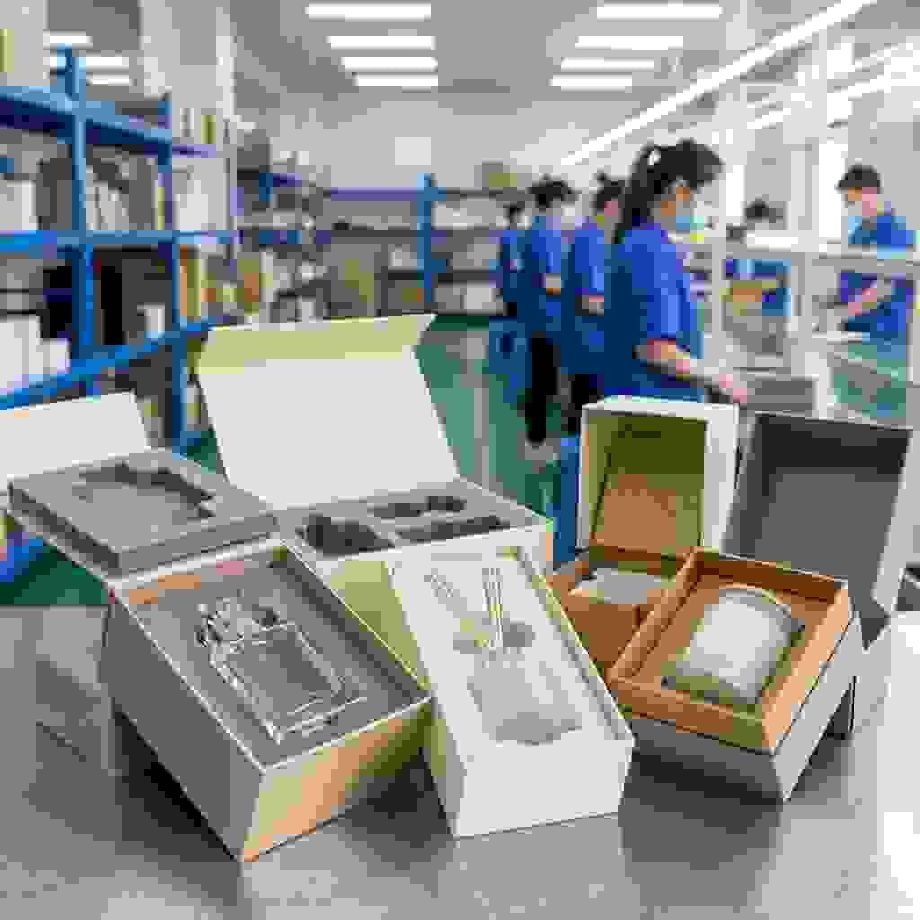 Custom protective inserts for fragrance products, showing EVA, foam, and molded pulp cavities that secure perfume and diffuser glass bottles during shipping. Custom protective inserts for fragrance products, showing EVA, foam, and molded pulp cavities that secure perfume and diffuser glass bottles during shipping.