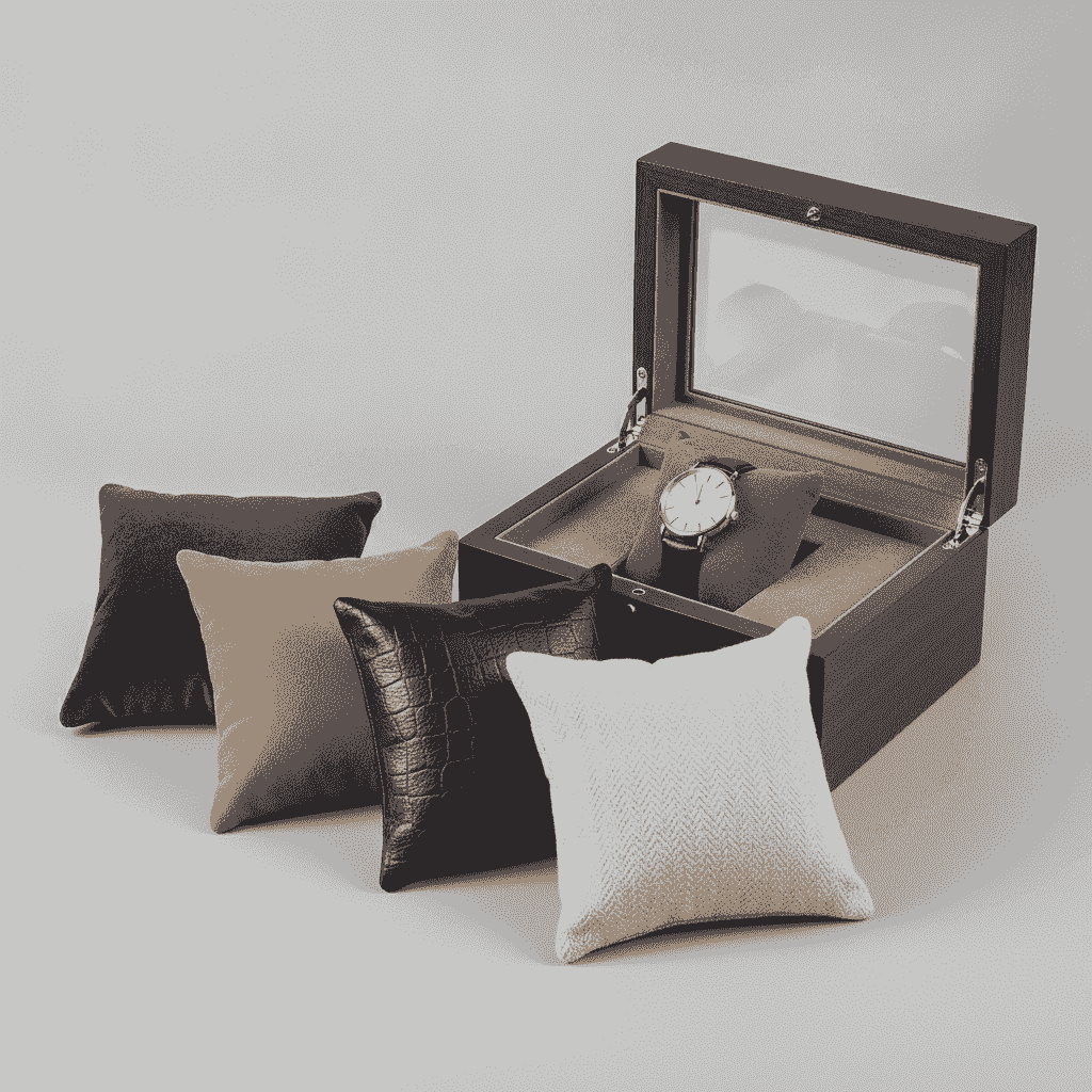 Custom watch box pillows in velvet suede PU leather and fabric Custom watch box pillows in velvet suede PU leather and fabric