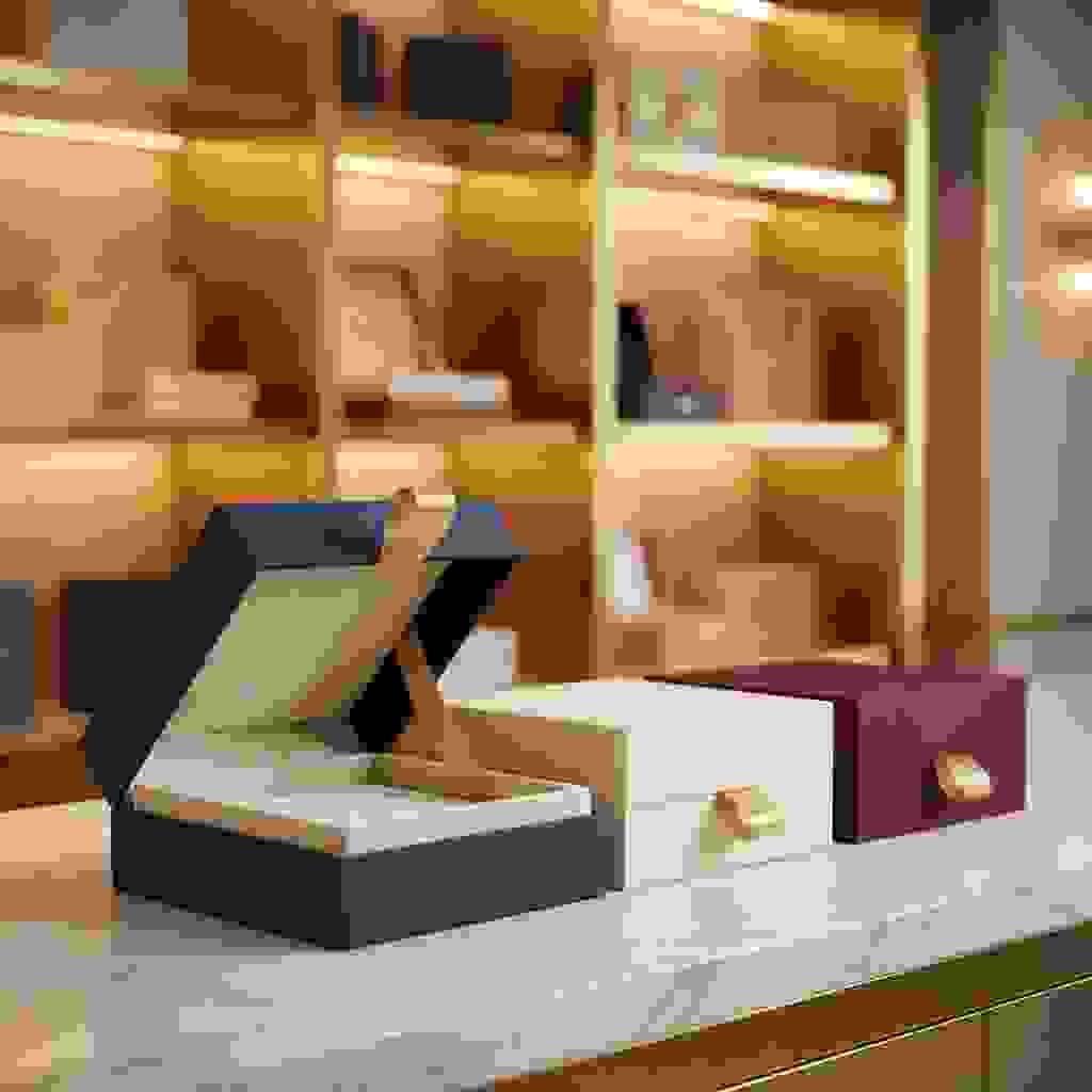 Ribbon lift lid and base boxes with satin ribbon details, one opened to show the ribbon for easy lifting. Ribbon lift lid and base boxes with satin ribbon details, one opened to show the ribbon for easy lifting.