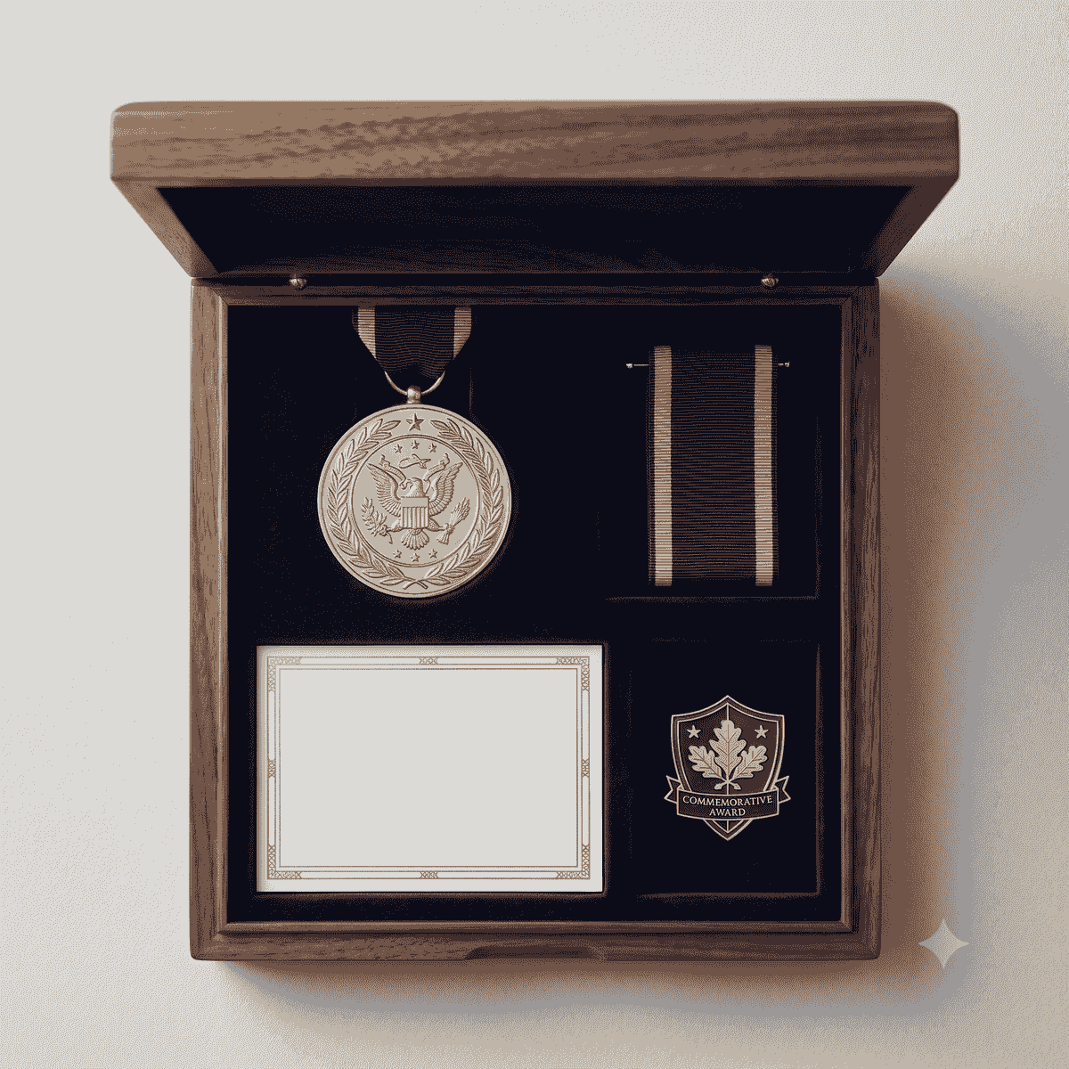 Medal box layout for ribbons certificates and badges Medal box layout for ribbons certificates and badges