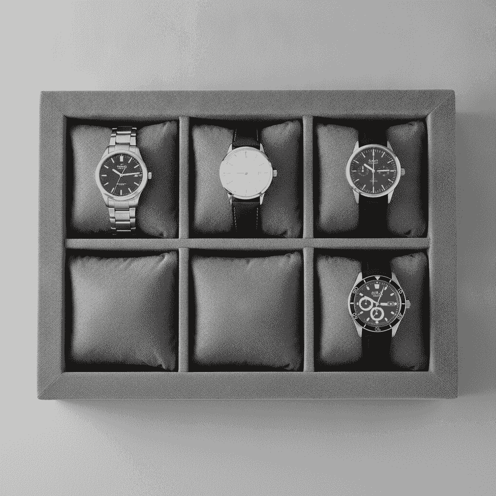 Multi watch tray insert with individual pillows for custom watch display box Multi watch tray insert with individual pillows for custom watch display box