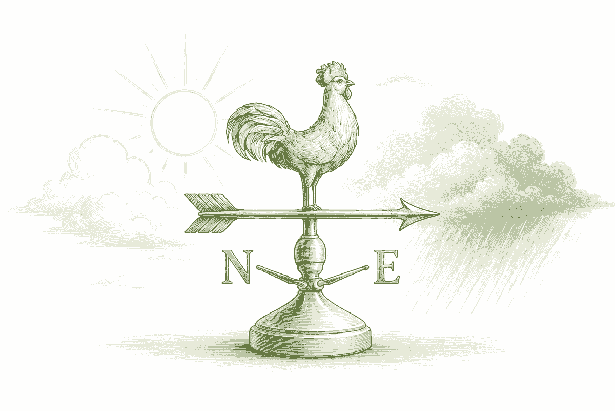 Weather vane representing market changes, risks and uncertainty. Weather vane representing market changes, risks and uncertainty.