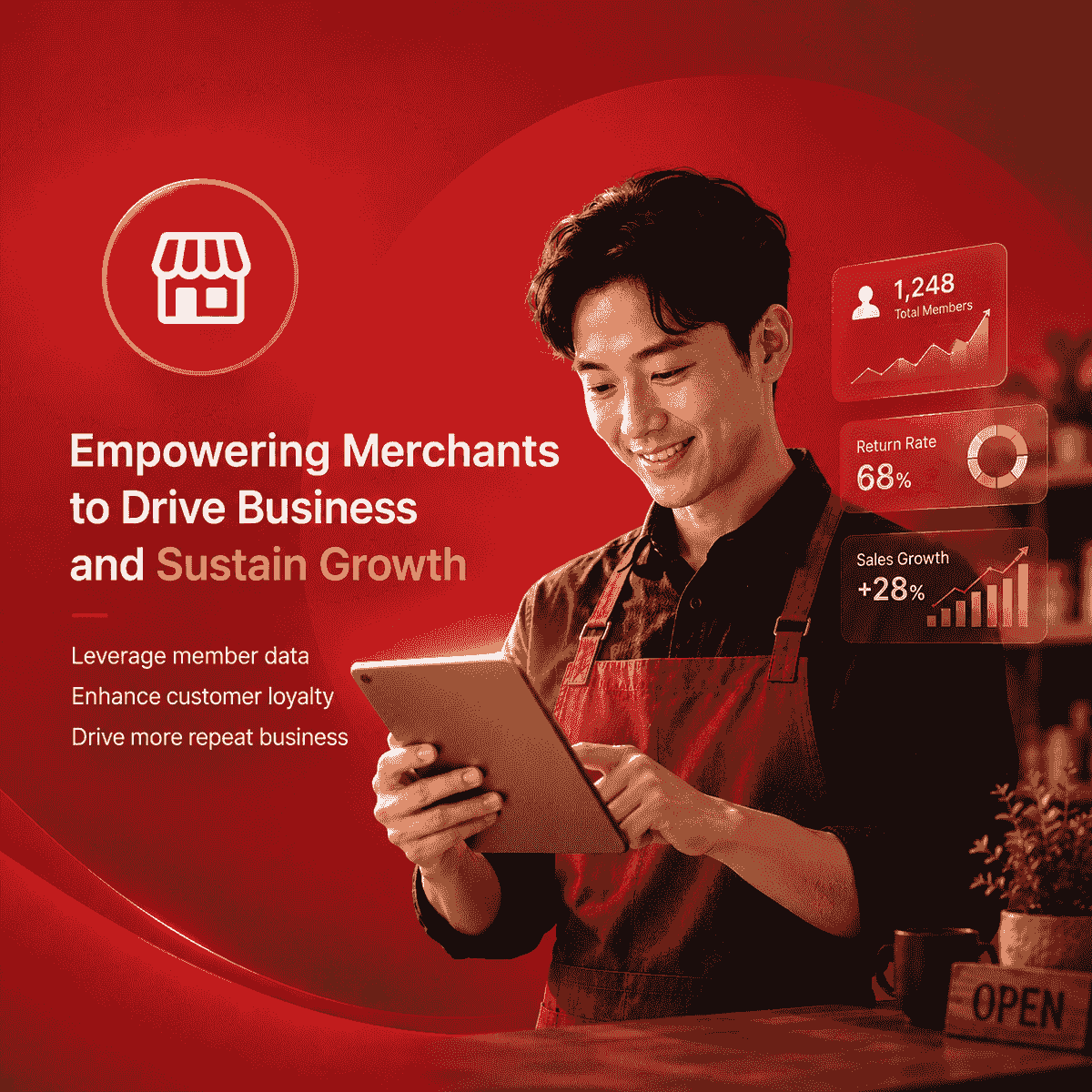 A modern loyalty and membership management platform designed to help small businesses increase customer retention, boost repeat purchases, and grow revenue. By leveraging customer data, automated marketing, and performance analytics, merchants can build stronger customer relationships and achieve sustainable business growth. Ideal for retail stores, cafés, restaurants, beauty salons, and local businesses seeking digital transformation and customer loyalty solutions. A modern loyalty and membership management platform designed to help small businesses increase customer retention, boost repeat purchases, and grow revenue. By leveraging customer data, automated marketing, and performance analytics, merchants can build stronger customer relationships and achieve sustainable business growth. Ideal for retail stores, cafés, restaurants, beauty salons, and local businesses seeking digital transformation and customer loyalty solutions.