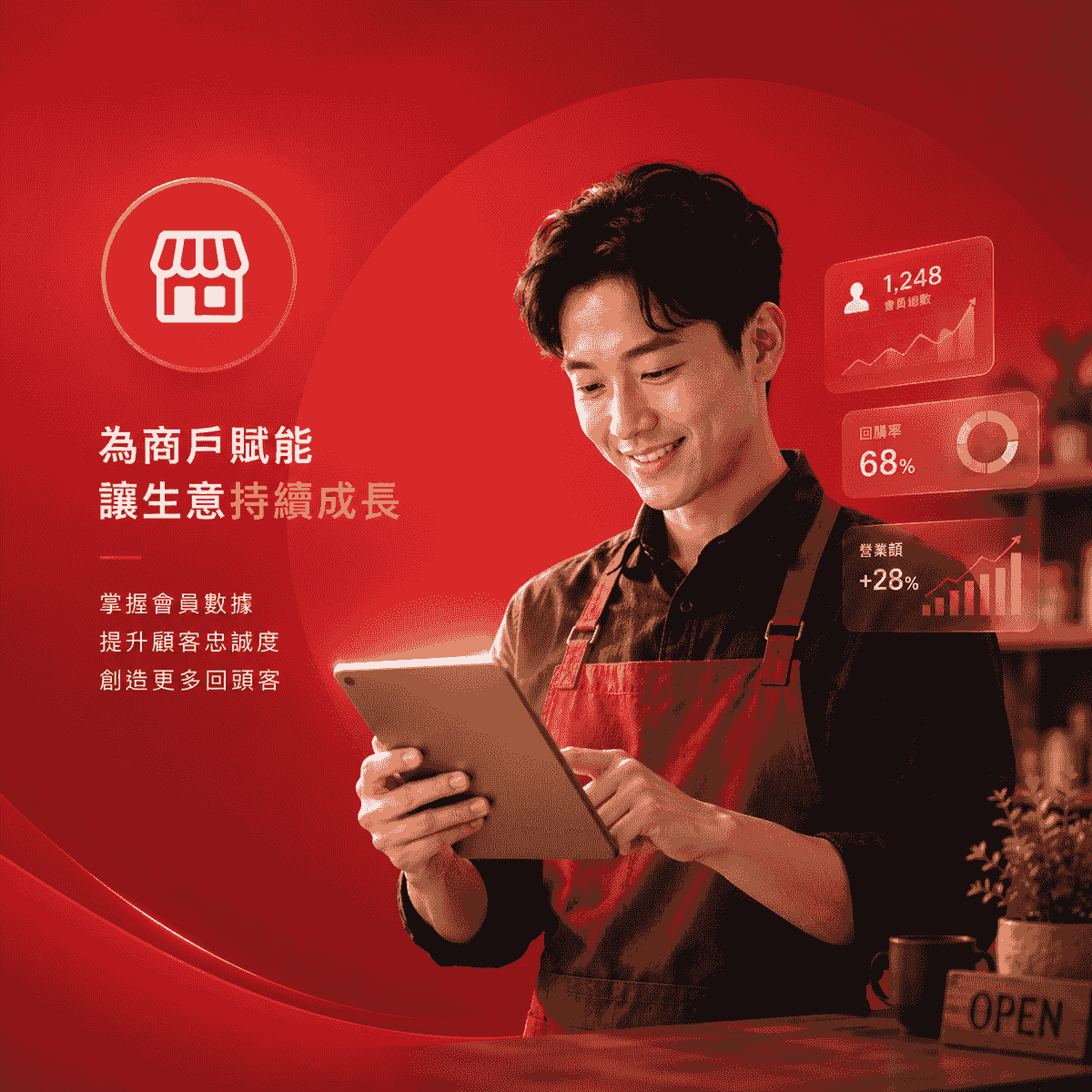 CHOPMEE 品牌紅色代表商戶。每一間商戶背後都有努力經營的故事。CHOPMEE 希望透過電子會員系統、會員管理平台、數據分析及智能營銷工具,幫助商戶建立忠誠客戶群、提升會員回購率及掌握自己的顧客數據,讓生意能夠持續穩定成長。 CHOPMEE 品牌紅色代表商戶。每一間商戶背後都有努力經營的故事。CHOPMEE 希望透過電子會員系統、會員管理平台、數據分析及智能營銷工具,幫助商戶建立忠誠客戶群、提升會員回購率及掌握自己的顧客數據,讓生意能夠持續穩定成長。