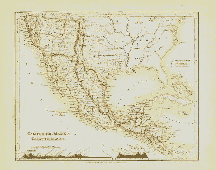 Map of Mexico before the 1848 U.S. Mexico war.