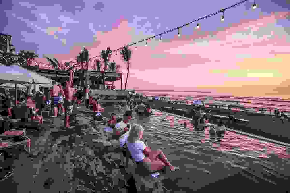 Beach lounge at sunset in Canggu, Bali, Indonesia