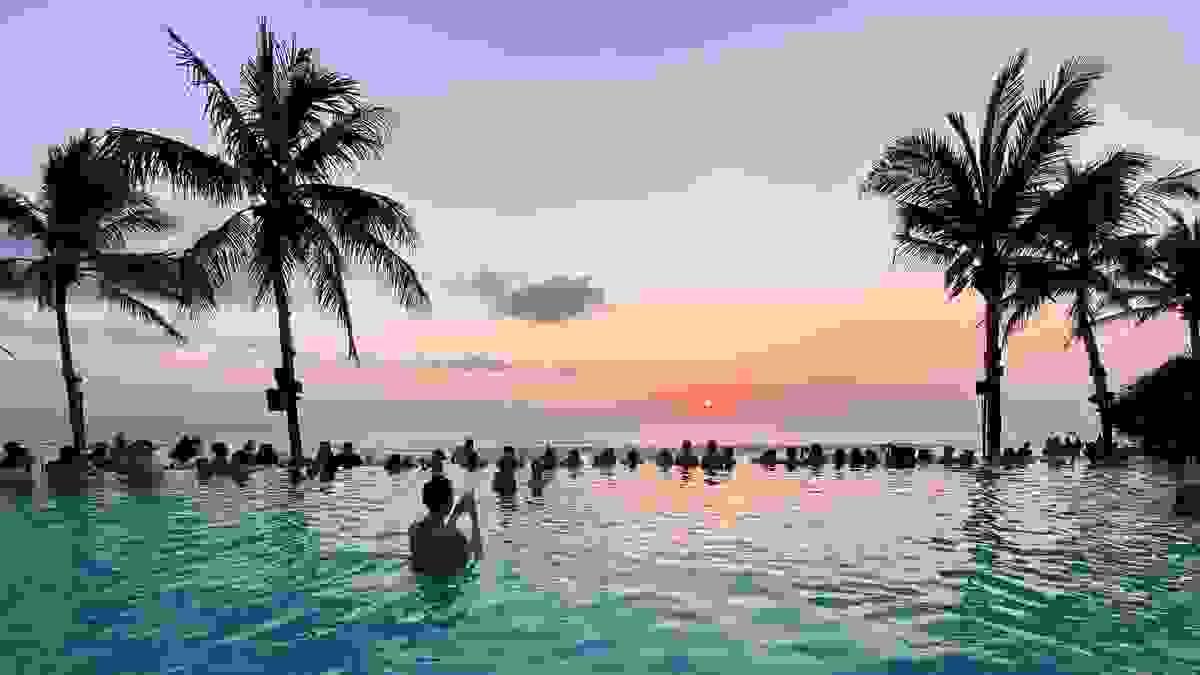 Infinity Pool at Sunset in Seminyak, Bali, Indonesia