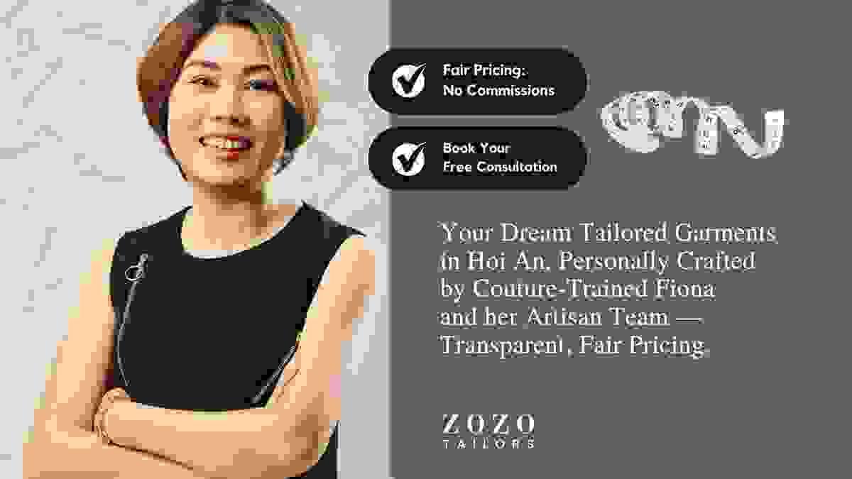 ZoZo Tailors Hoi An 'Fair pricing' badge indicates no commissions to hotels or drivers, ensuring genuine referrals only.