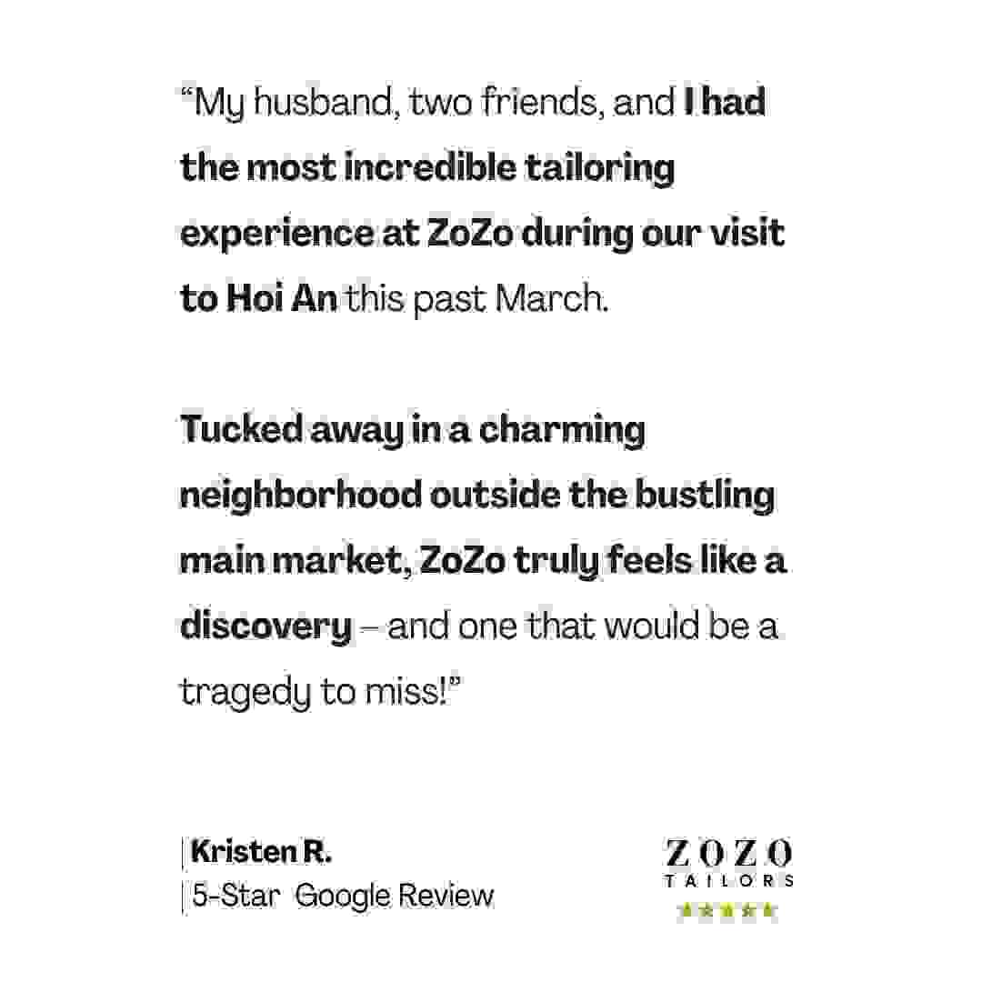 ZoZo Tailors Featured Review: The competence, advice, and friendliness of the entire family business are second to none. (M. K.) ZoZo Tailors Featured Review: The competence, advice, and friendliness of the entire family business are second to none. (M. K.)