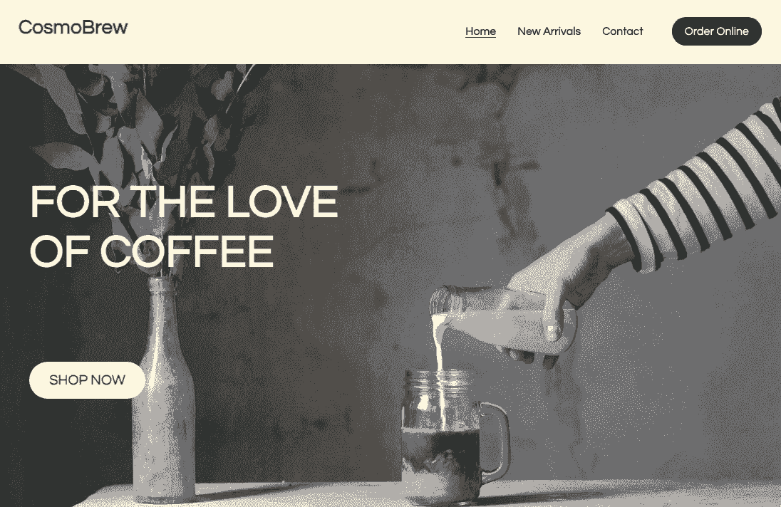 Plantilla CosmoBrew de Strikingly