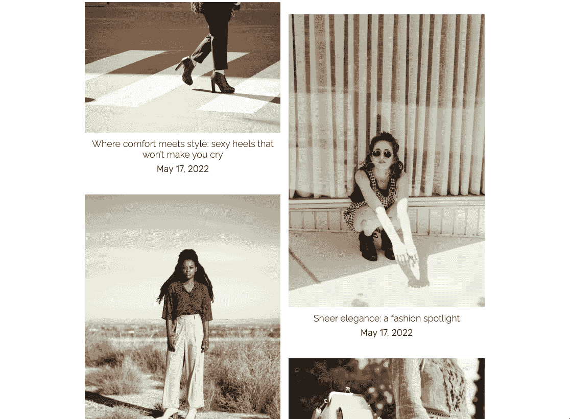 Plantilla de blog "Look de hoy" de Strikingly