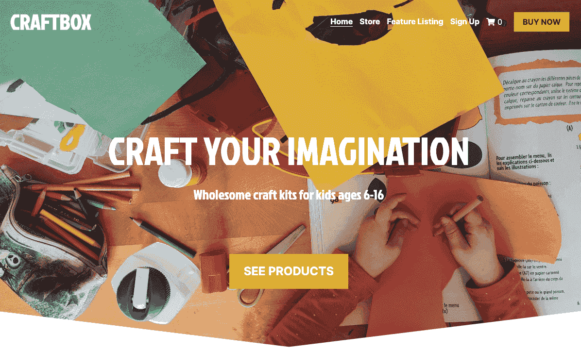 Šablona CraftBox od Strikingly