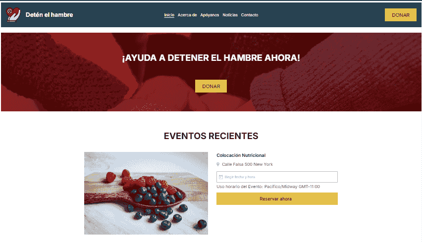 Plantilla para detener el hambre de Strikingly