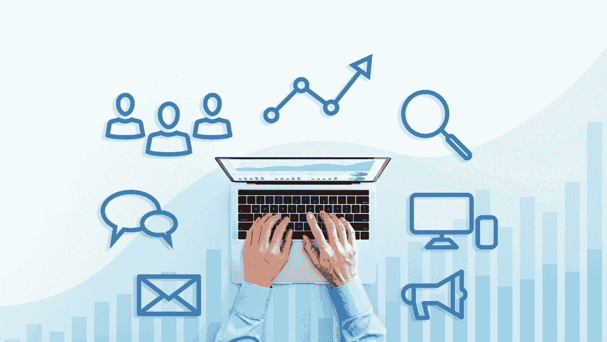 Ilustrasi ikon platform media sosial pemasaran bisnis