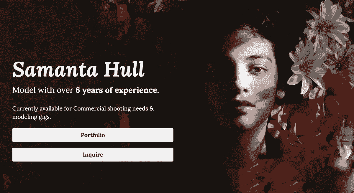 Templat Pemodelan Samantha Hull dari Strikingly