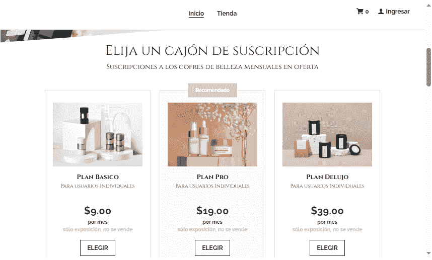 Plantilla de tienda online de caja misteriosa de Strikingly
