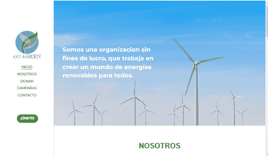 Plantilla GoGreen de Strikingly