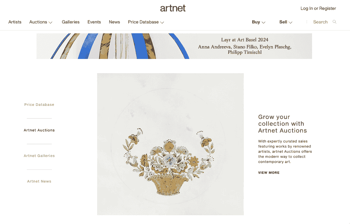 Galería del sitio web de Artmet