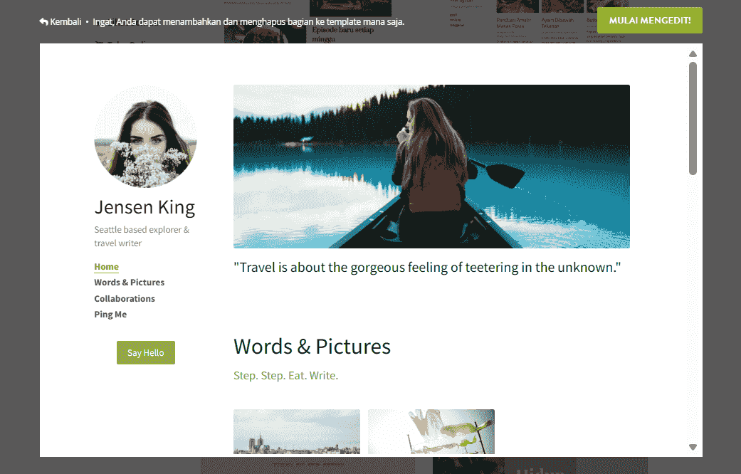 Template Penulisan Kreatif Bersih dari Strikingly