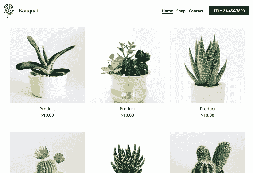 Plantilla de tienda de ramos de Strikingly