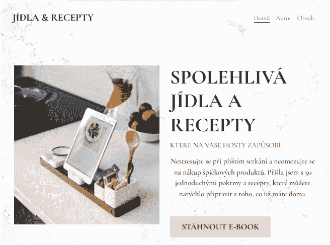 Šablona webových stránek s pokrmy a recepty od Strikingly