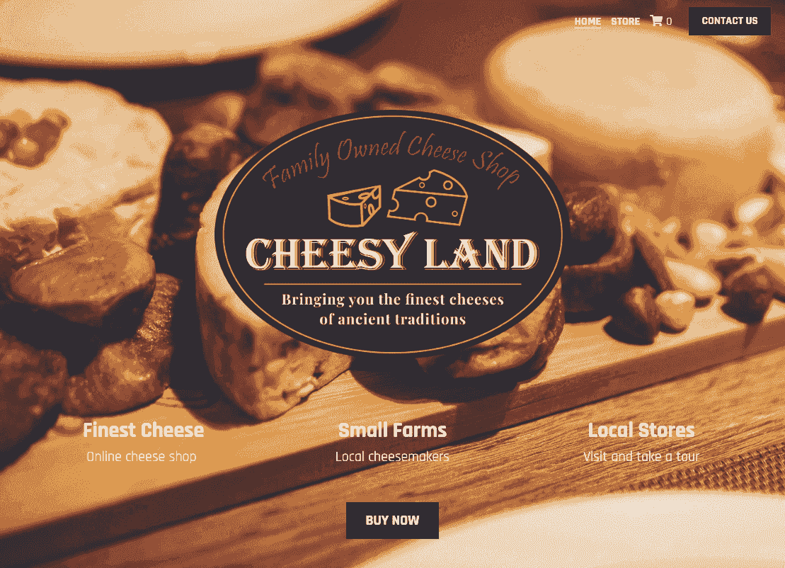 Plantilla de tienda online Cheesy Land de Strikingly