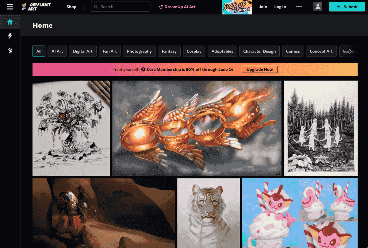 Galería del sitio web de DeviantArt