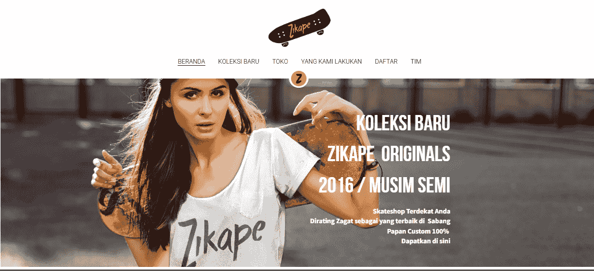 Template Zikape dari Strikingly