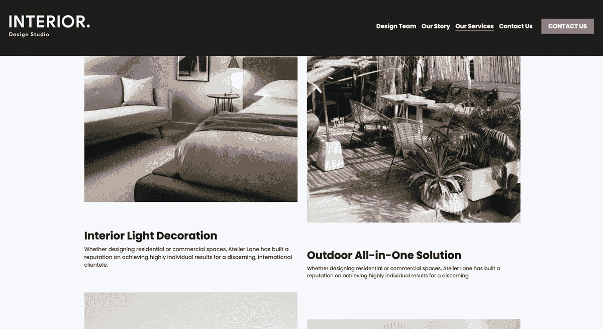 Plantilla de interior de Strikingly