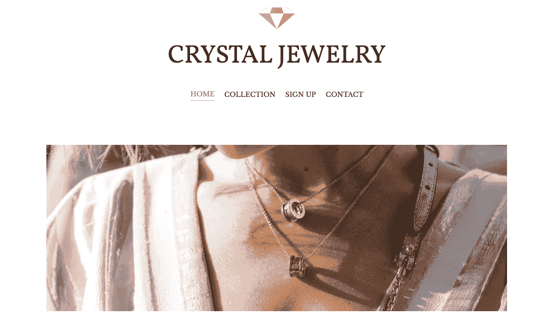 Plantilla de joyería de cristal de Strikingly