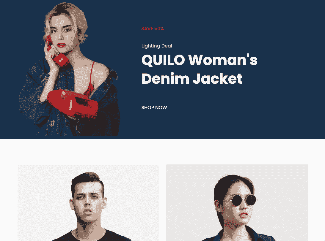 Plantilla de tienda online Quilo de Strikingly