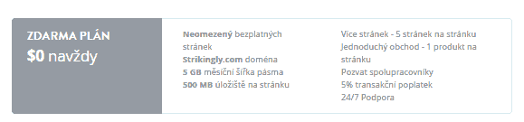 Levný webhosting na Strikingly - Využijte bezplatný tarif