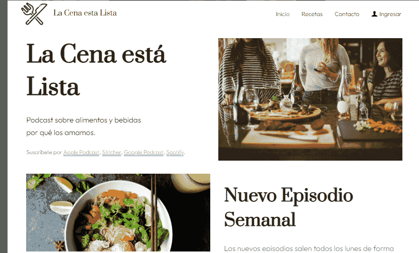 Plantilla de "La cena está lista" de Strikingly