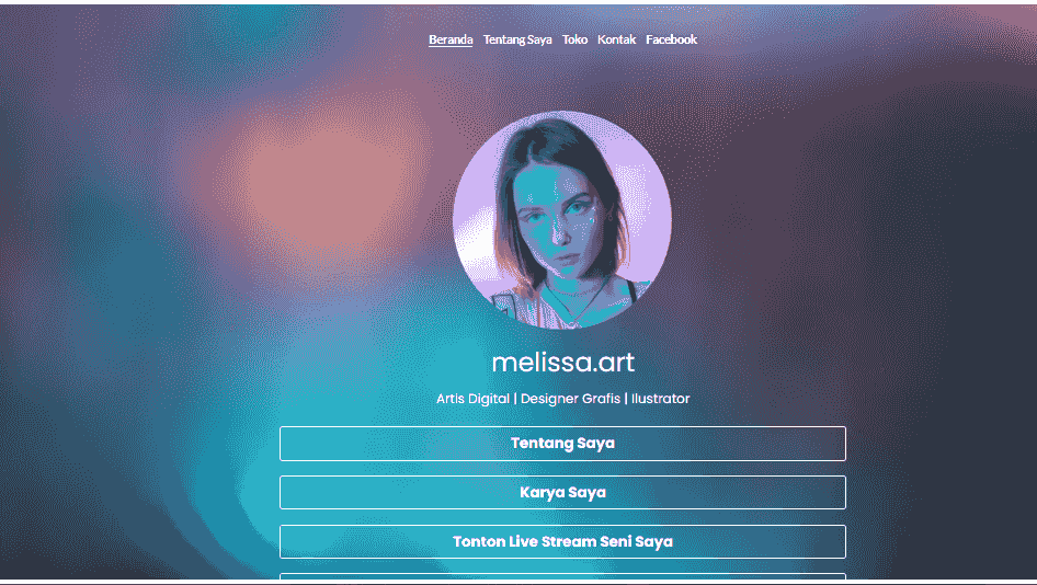 Template Seni Melissa dari Strikingly